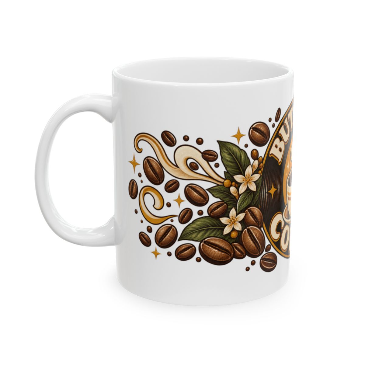 But First Coffee Mug | Ceramic Coffee Cup, Coffee Beans Design