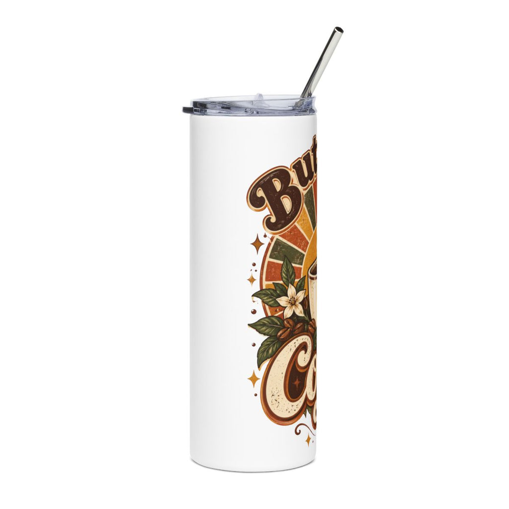 But First Coffee Stainless Steel Tumbler 20oz | Retro Coffee Cup Design