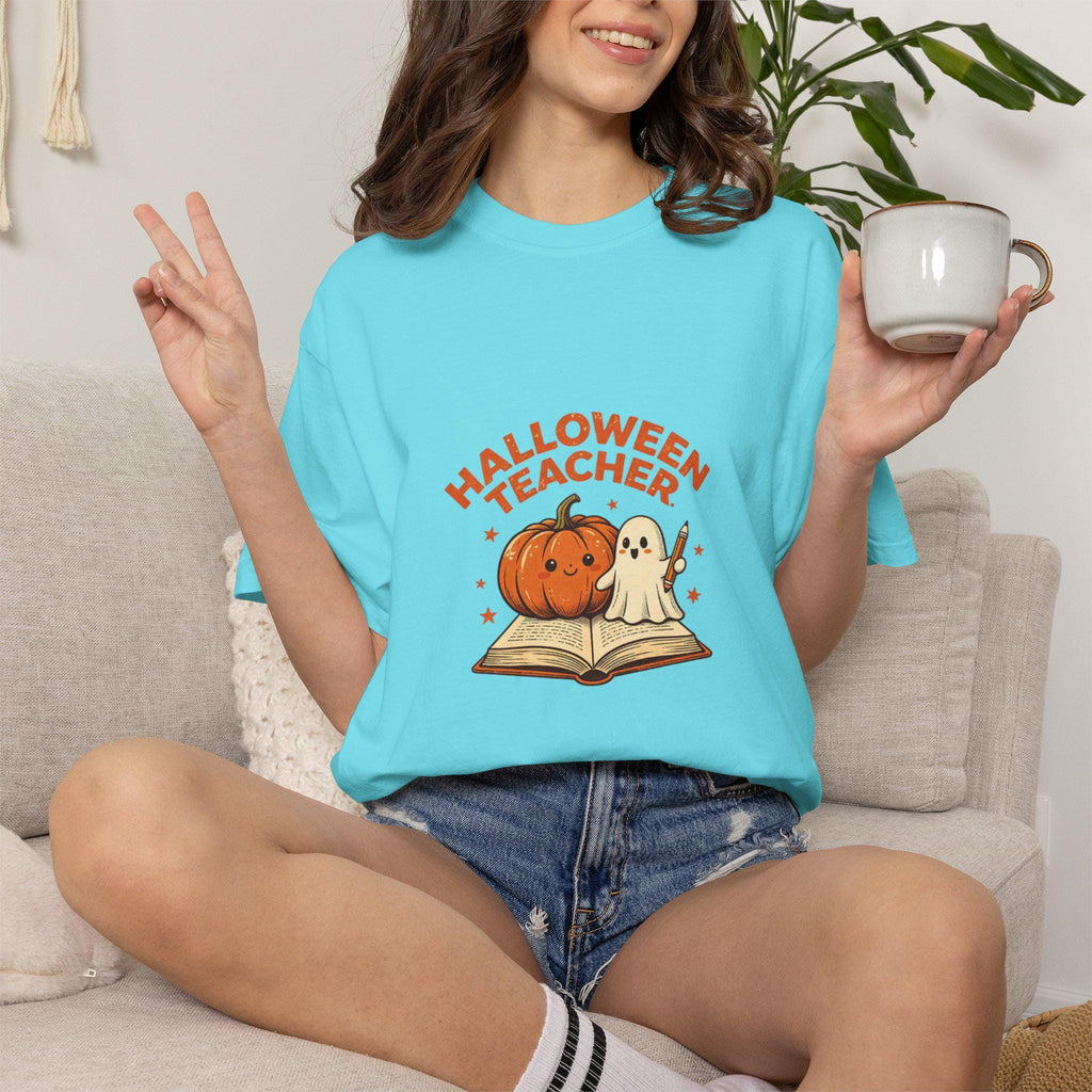 Halloween Pumpkin Ghost T-Shirt | Spooky Autumn Teacher Tee