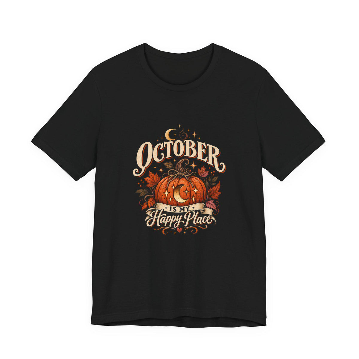 October Is My Happy Place T-Shirt | Pumpkin Halloween Fall Tee