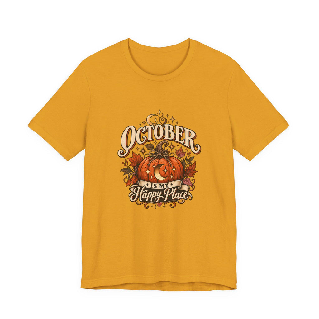 October Is My Happy Place T-Shirt | Pumpkin Halloween Fall Tee