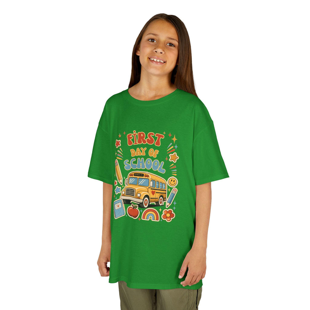 First Day of School Kids Tee | School Bus Pencil Rainbow Shirt | Back to School Gift | Kindergarten Preschool Outfit | Children Boy Girl