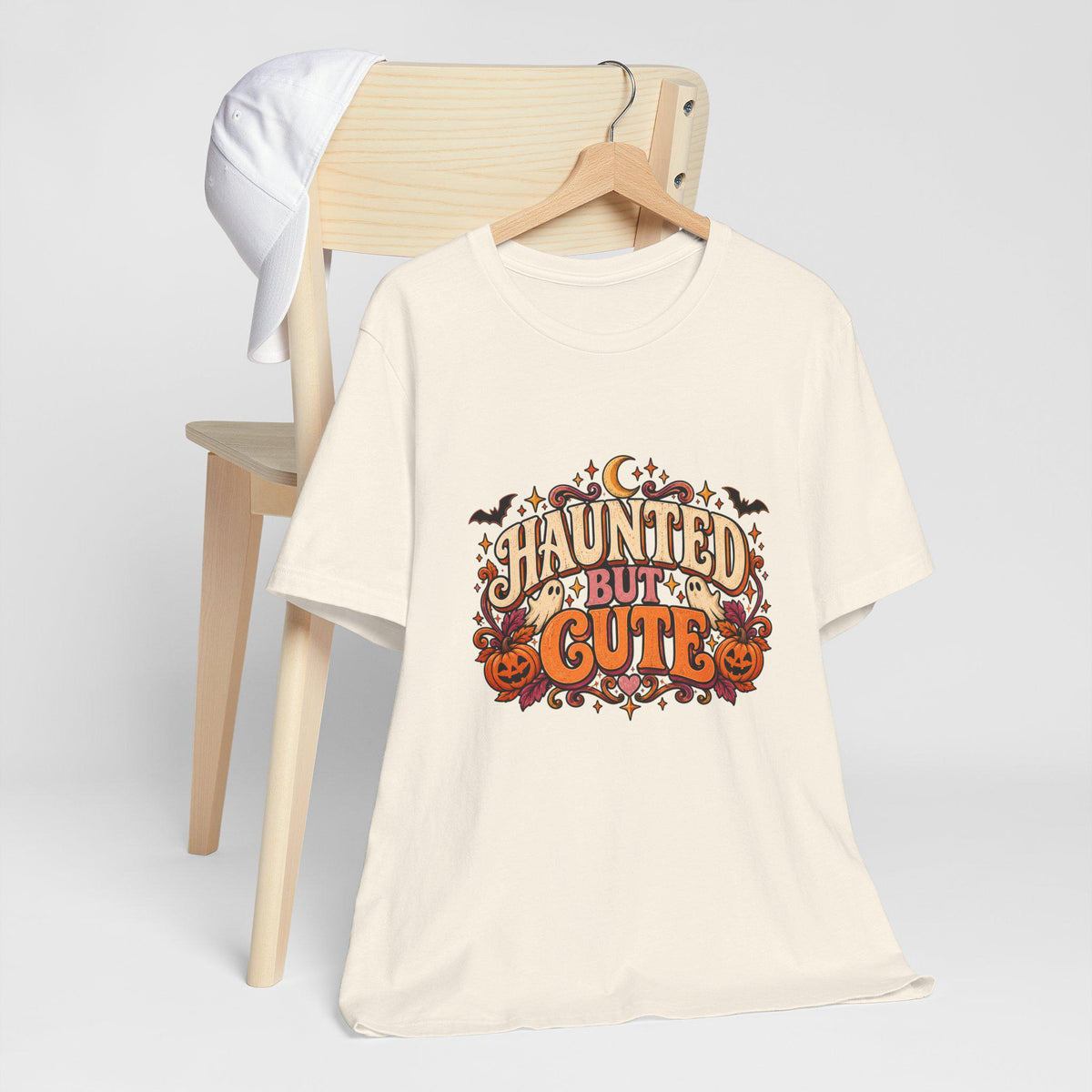 Haunted But Cute Halloween design T-Shirt | Pumpkin bats spooky lettering