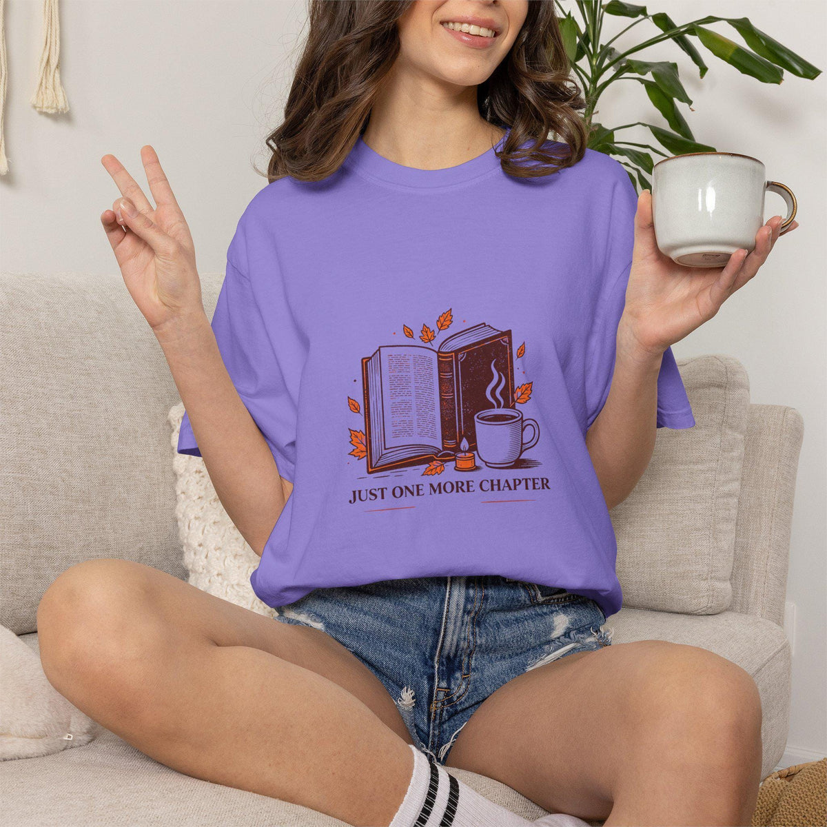 Just One More Chapter T-Shirt | Book Lover Tee, Coffee & Books Design