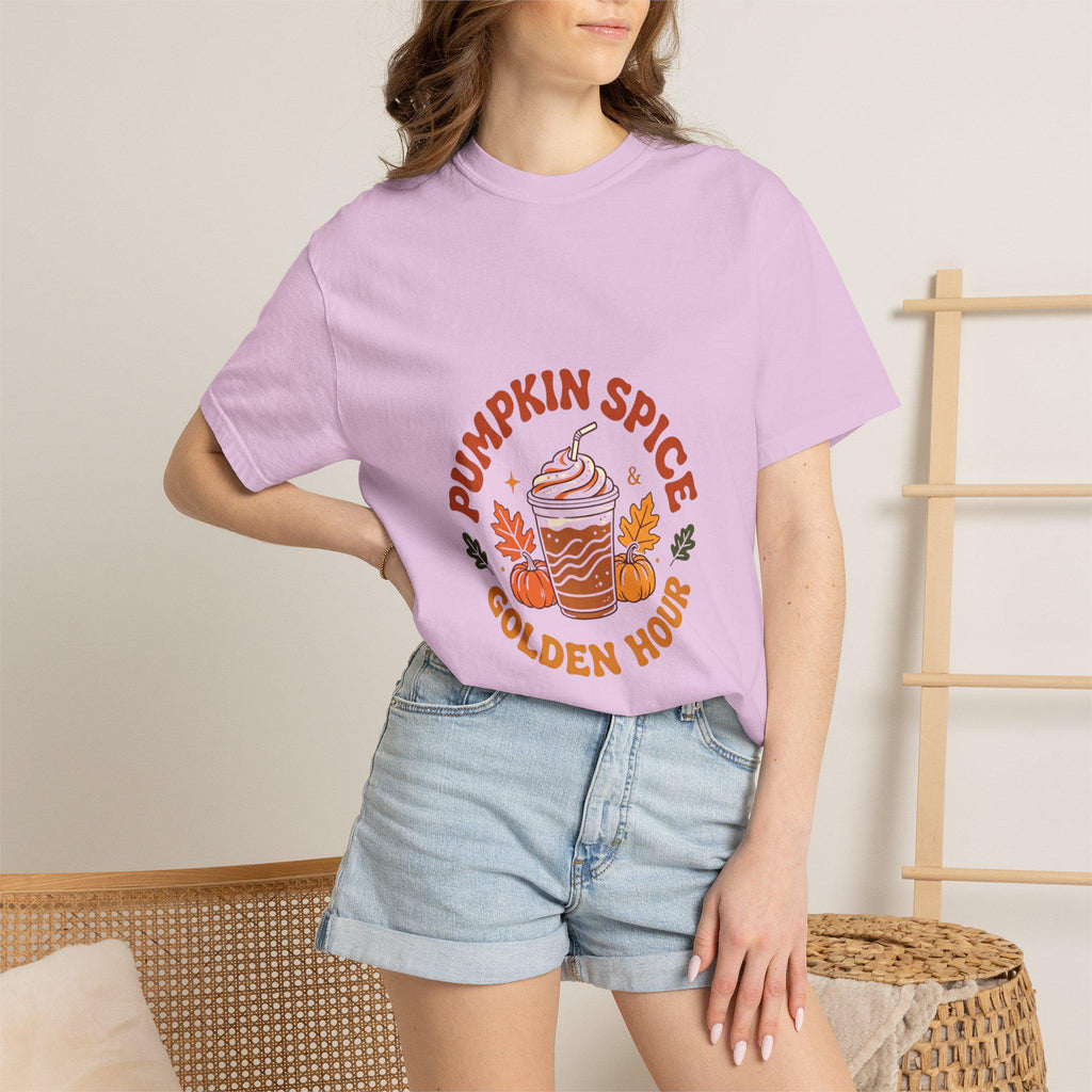 Pumpkin Spice Golden Hour T-Shirt | Pumpkin Spice Latte Graphic Tee | Fall Coffee Lover Shirt | Autumn Gift for Her Him | Cozy Season