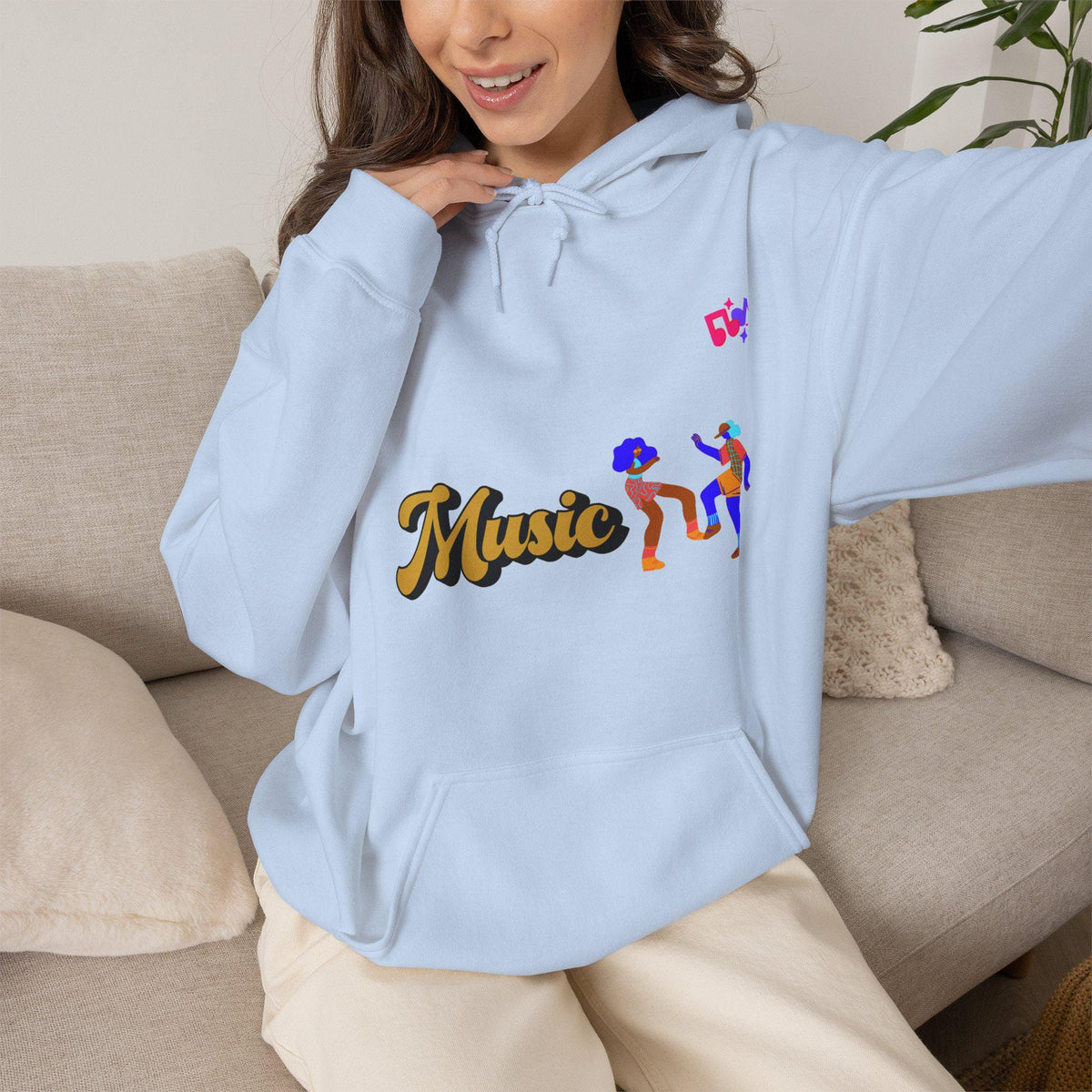 Dancing Couple Cropped Hoodie | Retro Music Funk Illustration