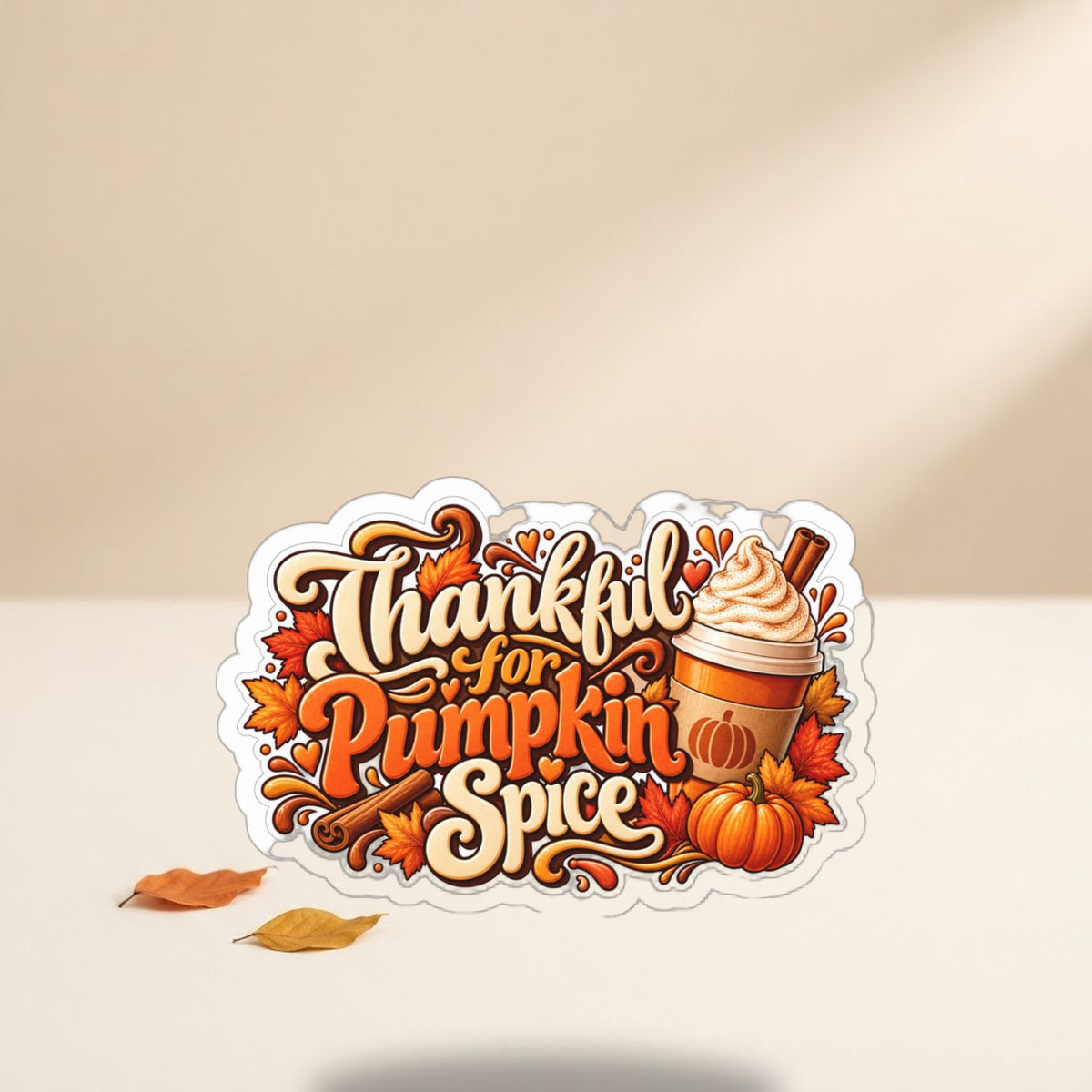 Thankful for Pumpkin Spice Sticker | Fall Coffee Lover Kiss-Cut Decal