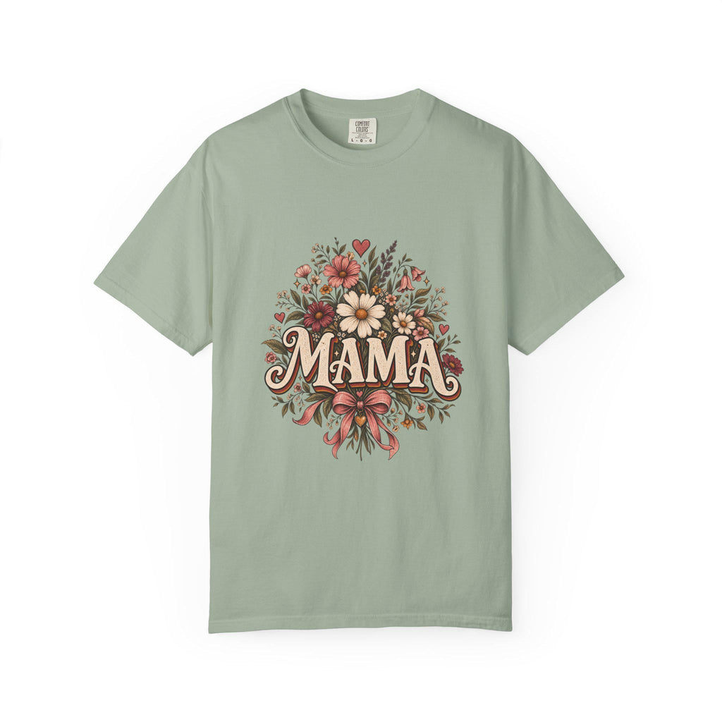 Mama floral bouquet T-Shirt | vintage script, roses & daisies