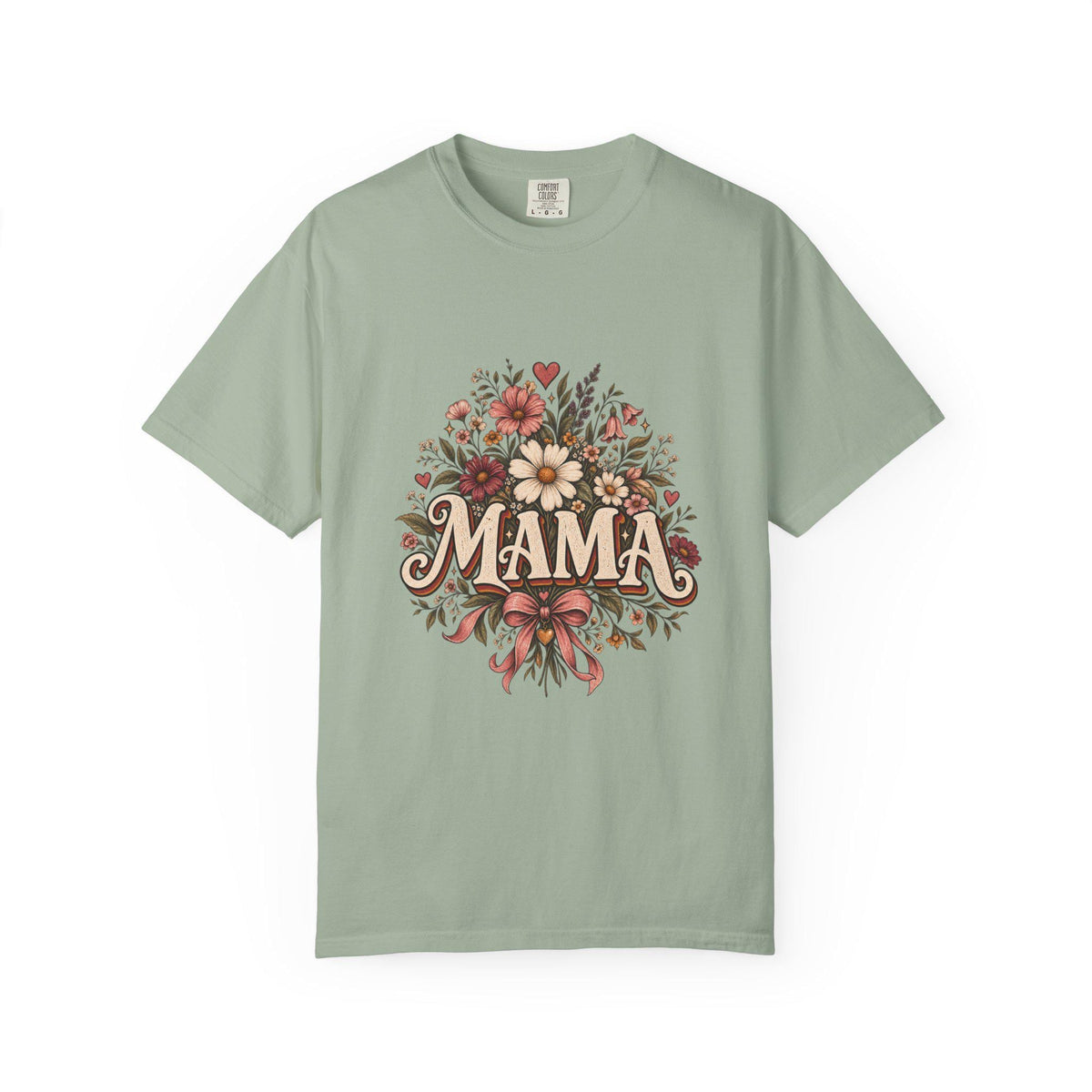 Mama floral bouquet T-Shirt | vintage script, roses & daisies