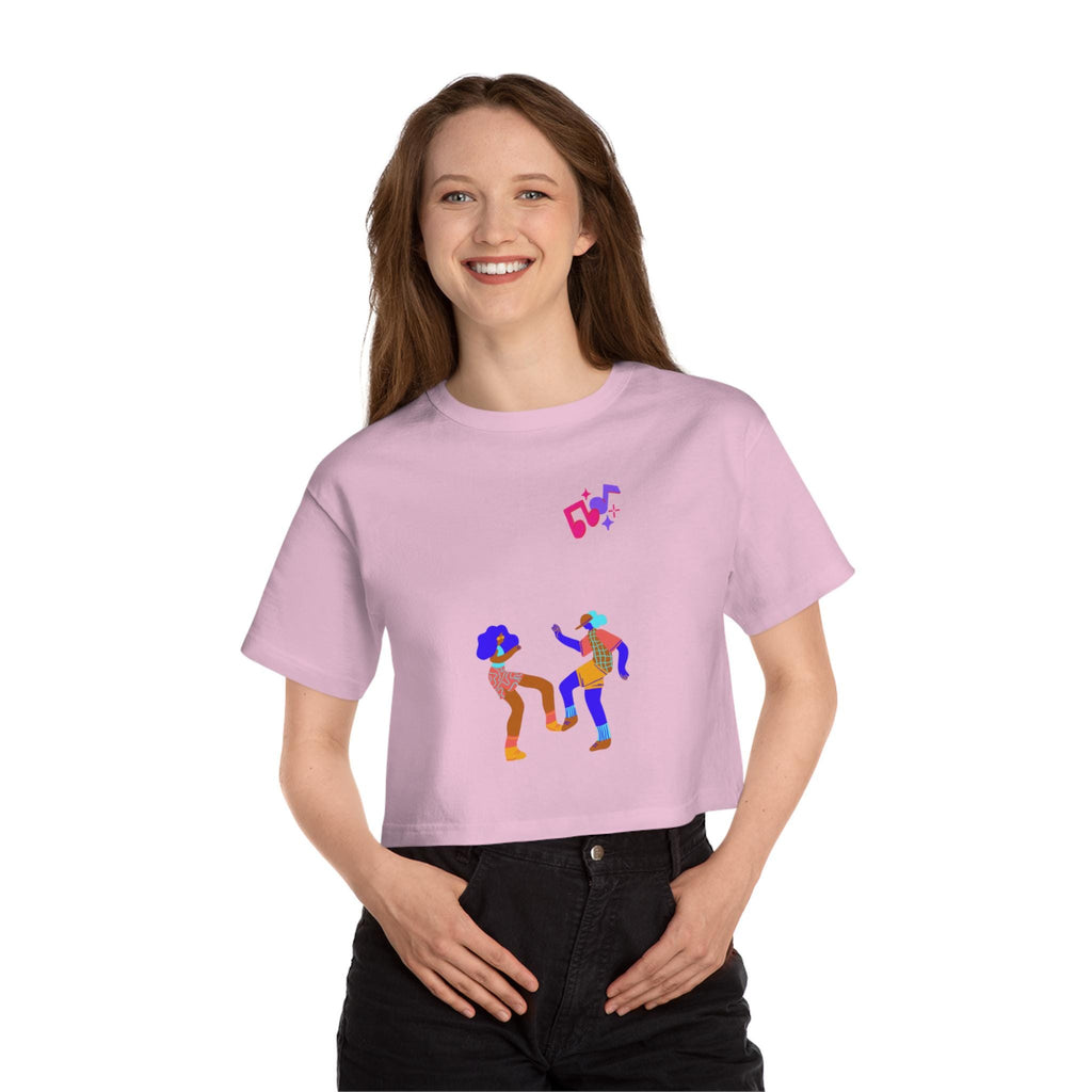 Dancing Couple Cropped T-Shirt | Retro Music Illustration