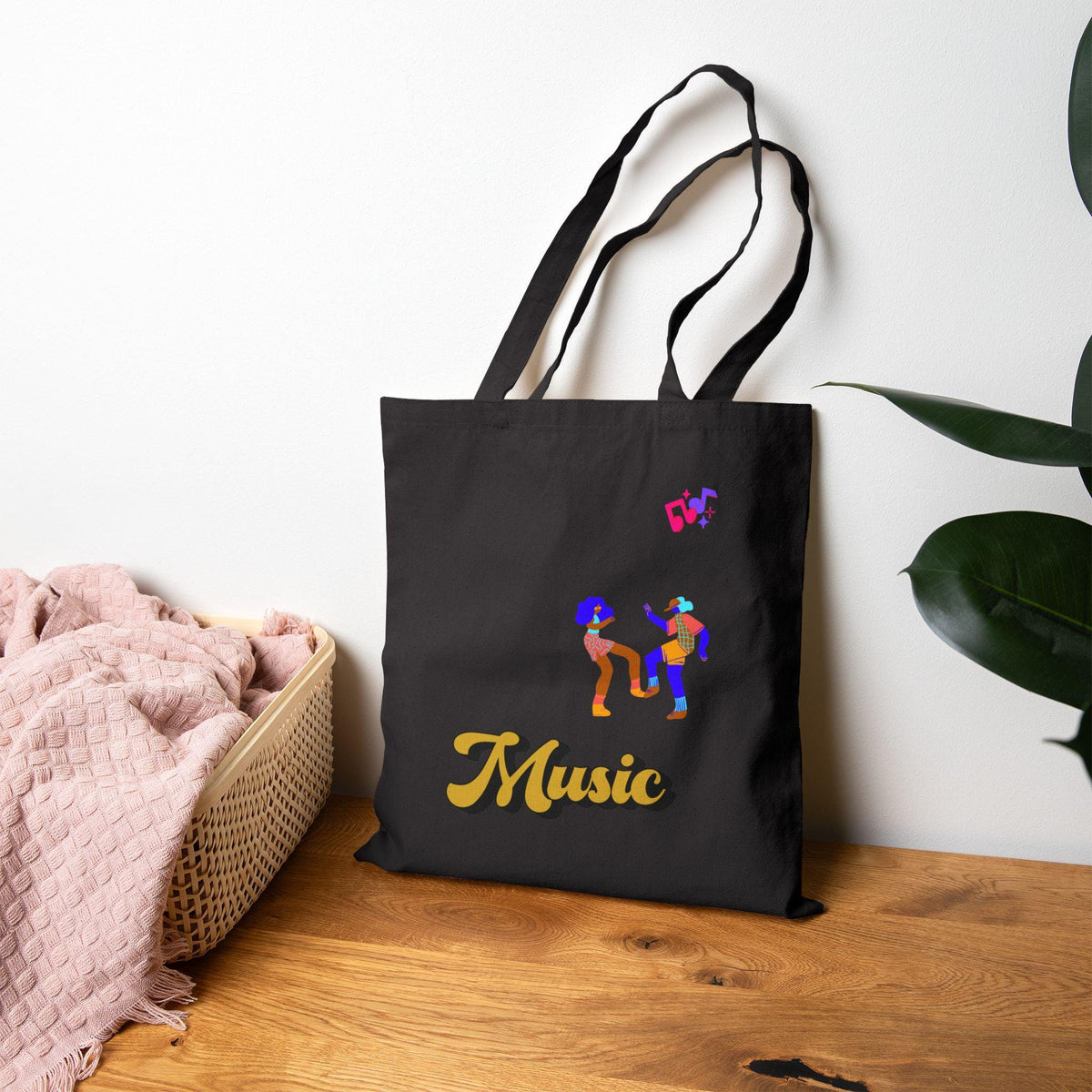 Dancing Couple Cropped Tote Bag | Retro Music Funk Illustration