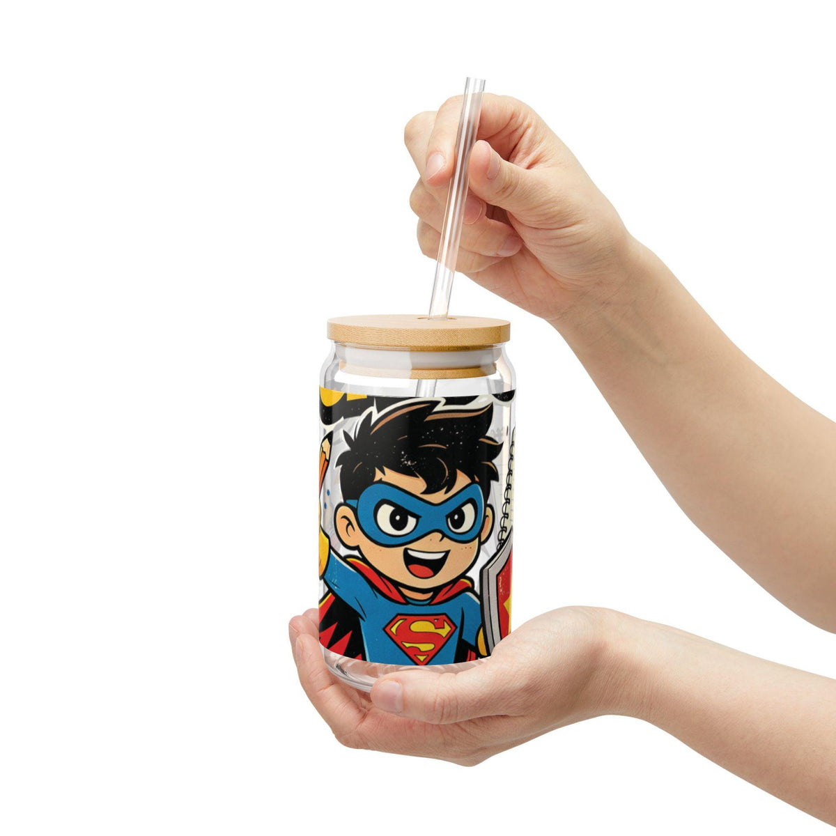Back To School Superhero Kids Sipper Glass