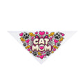 Cat Mom heart doodle Pet Bandana | Paw prints, fish icons, pink hearts