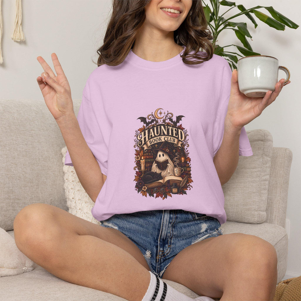 Haunted Book Club T-shirt | Ghost Reading Design, Halloween Literary Tee