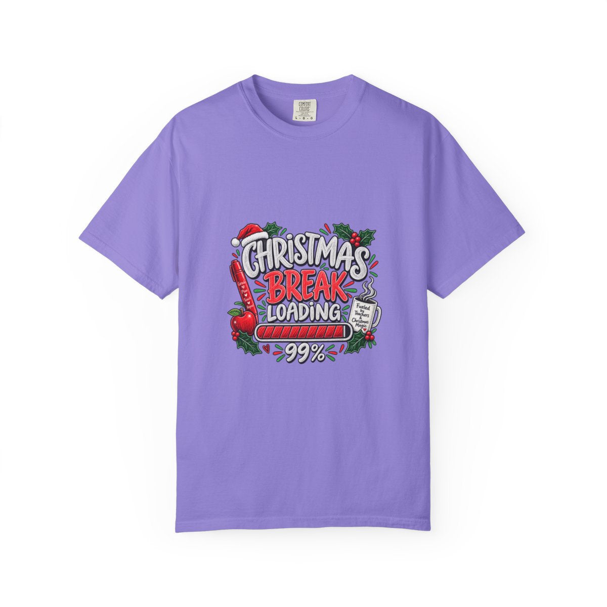 Christmas Break Loading T-shirt | Holiday Santa Stocking Progress Bar Design