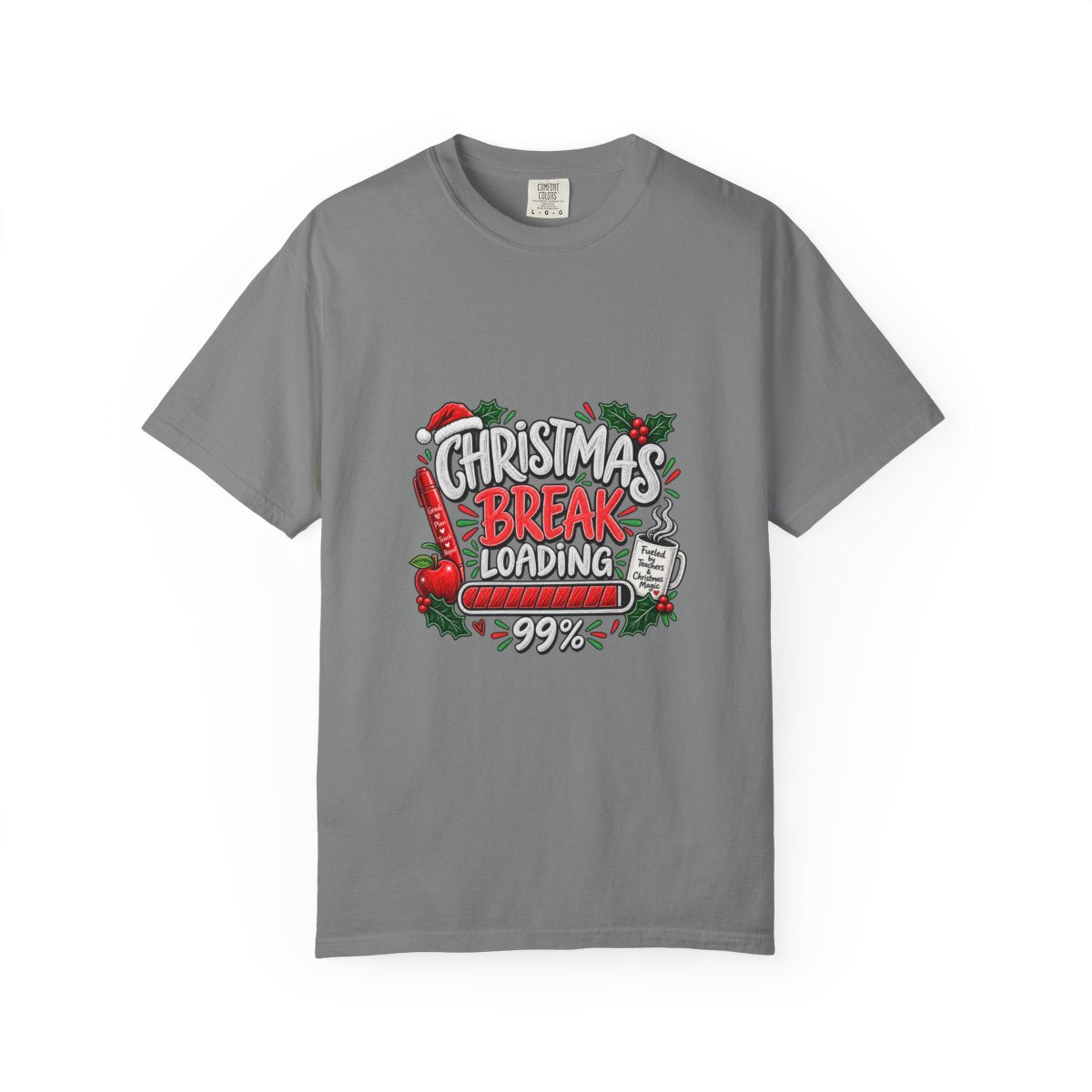 Christmas Break Loading T-shirt | Holiday Santa Stocking Progress Bar Design