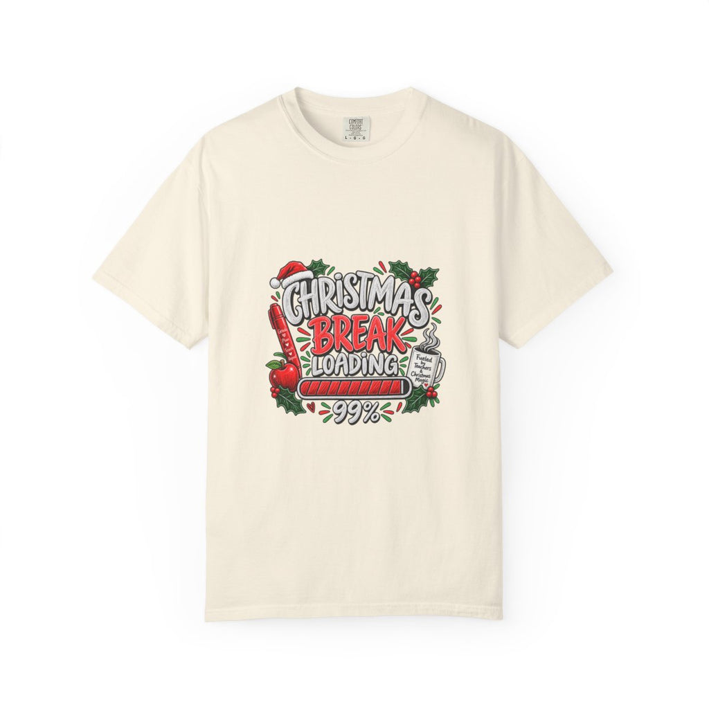 Christmas Break Loading T-shirt | Holiday Santa Stocking Progress Bar Design