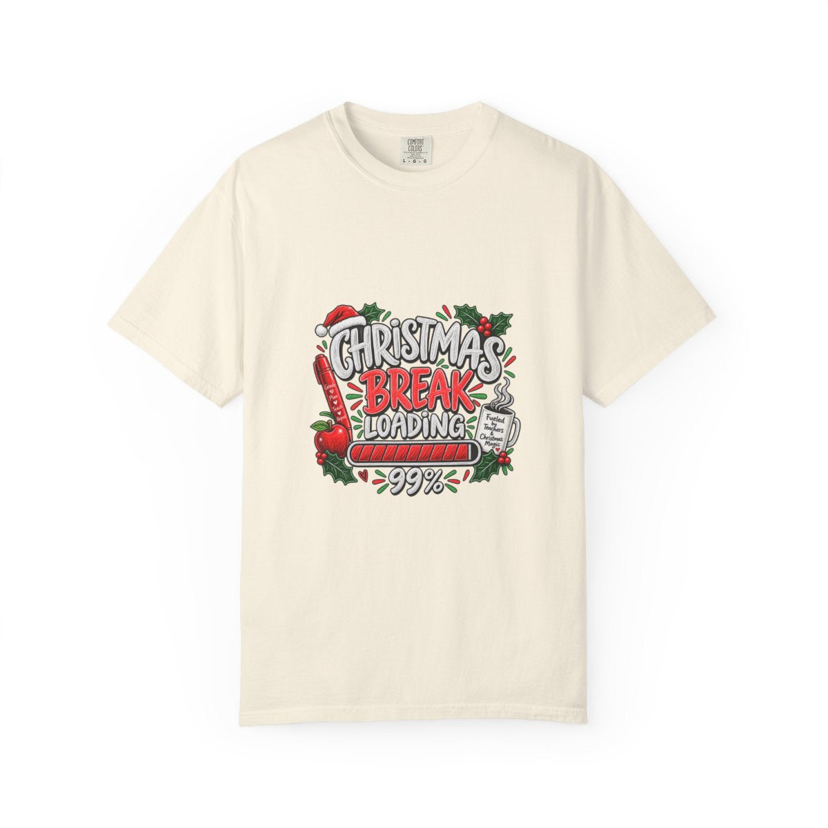 Christmas Break Loading T-shirt | Holiday Santa Stocking Progress Bar Design