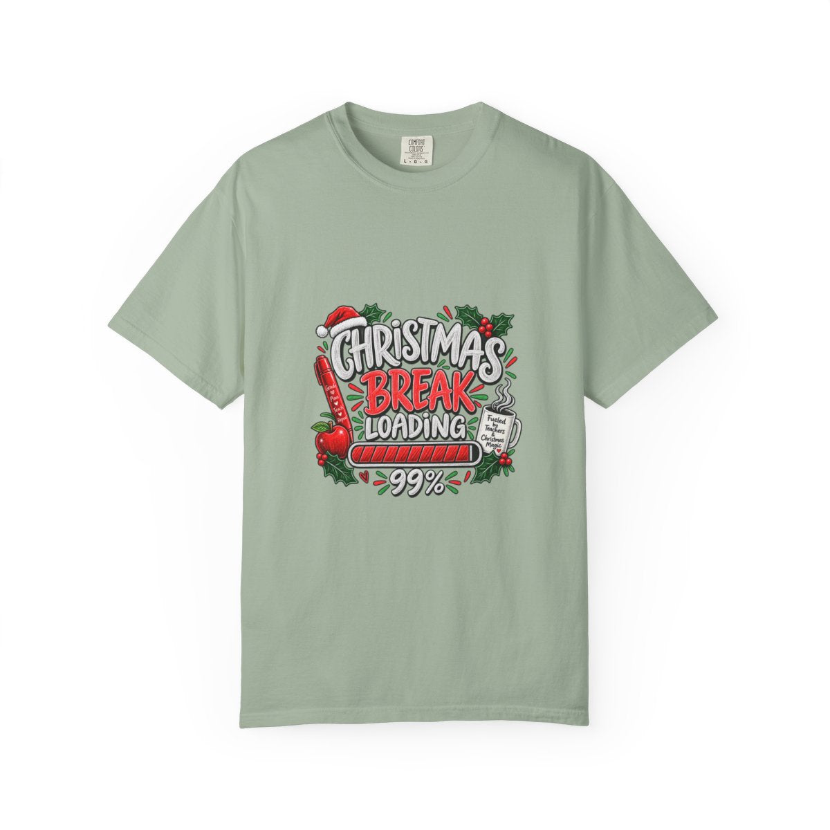 Christmas Break Loading T-shirt | Holiday Santa Stocking Progress Bar Design