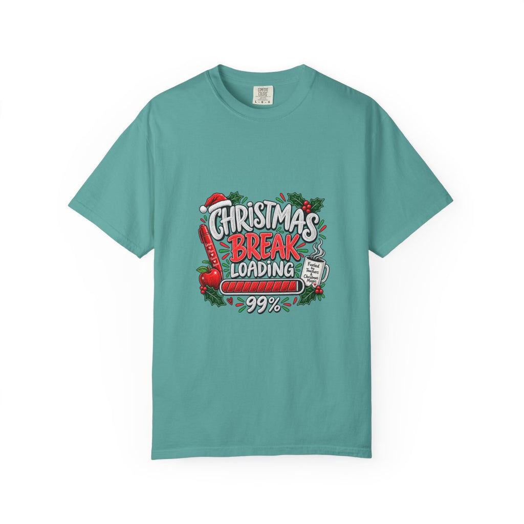 Christmas Break Loading T-shirt | Holiday Santa Stocking Progress Bar Design