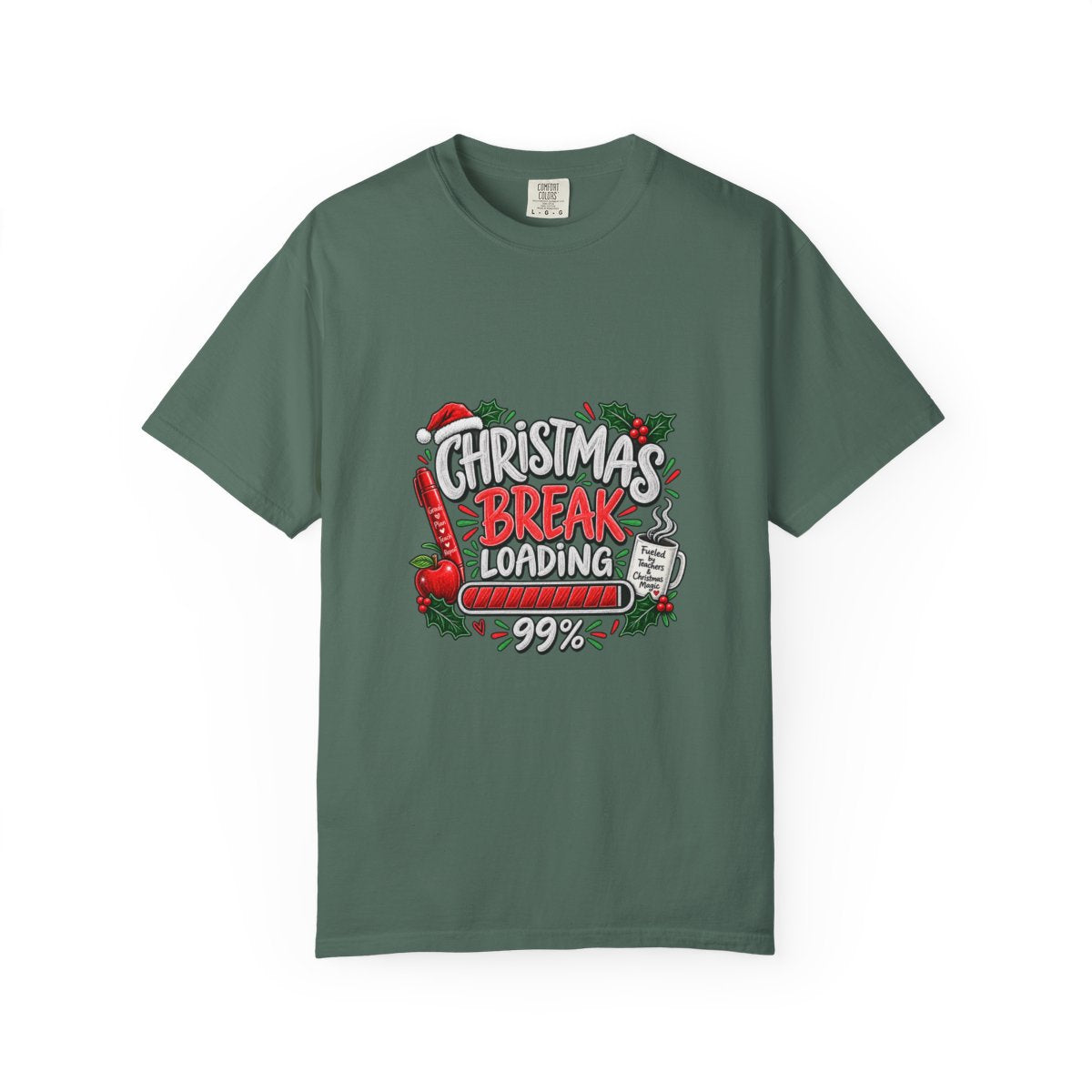 Christmas Break Loading T-shirt | Holiday Santa Stocking Progress Bar Design