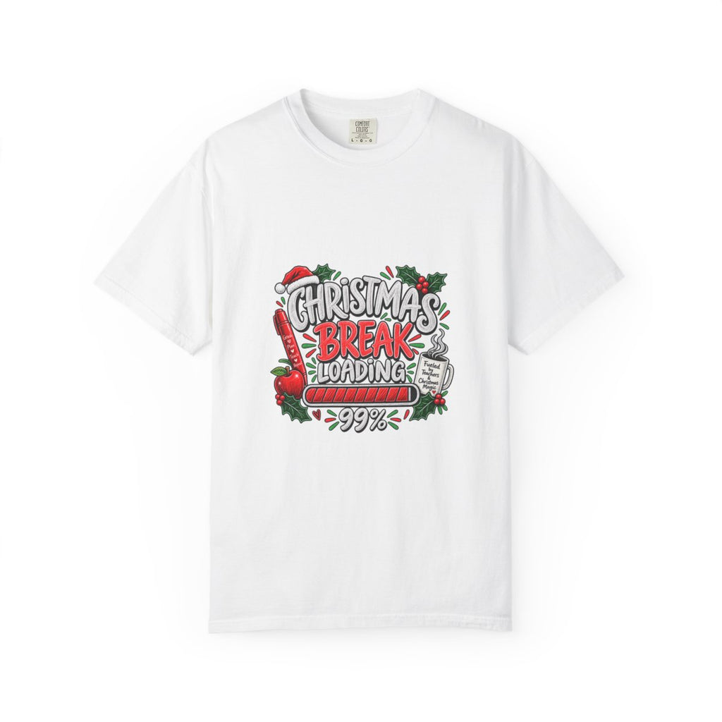 Christmas Break Loading T-shirt | Holiday Santa Stocking Progress Bar Design