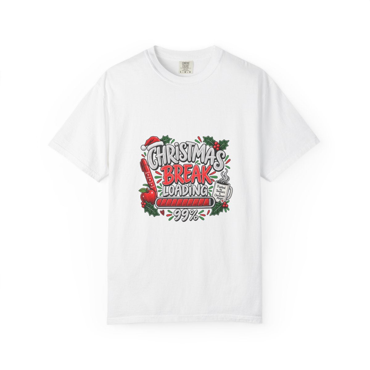 Christmas Break Loading T-shirt | Holiday Santa Stocking Progress Bar Design
