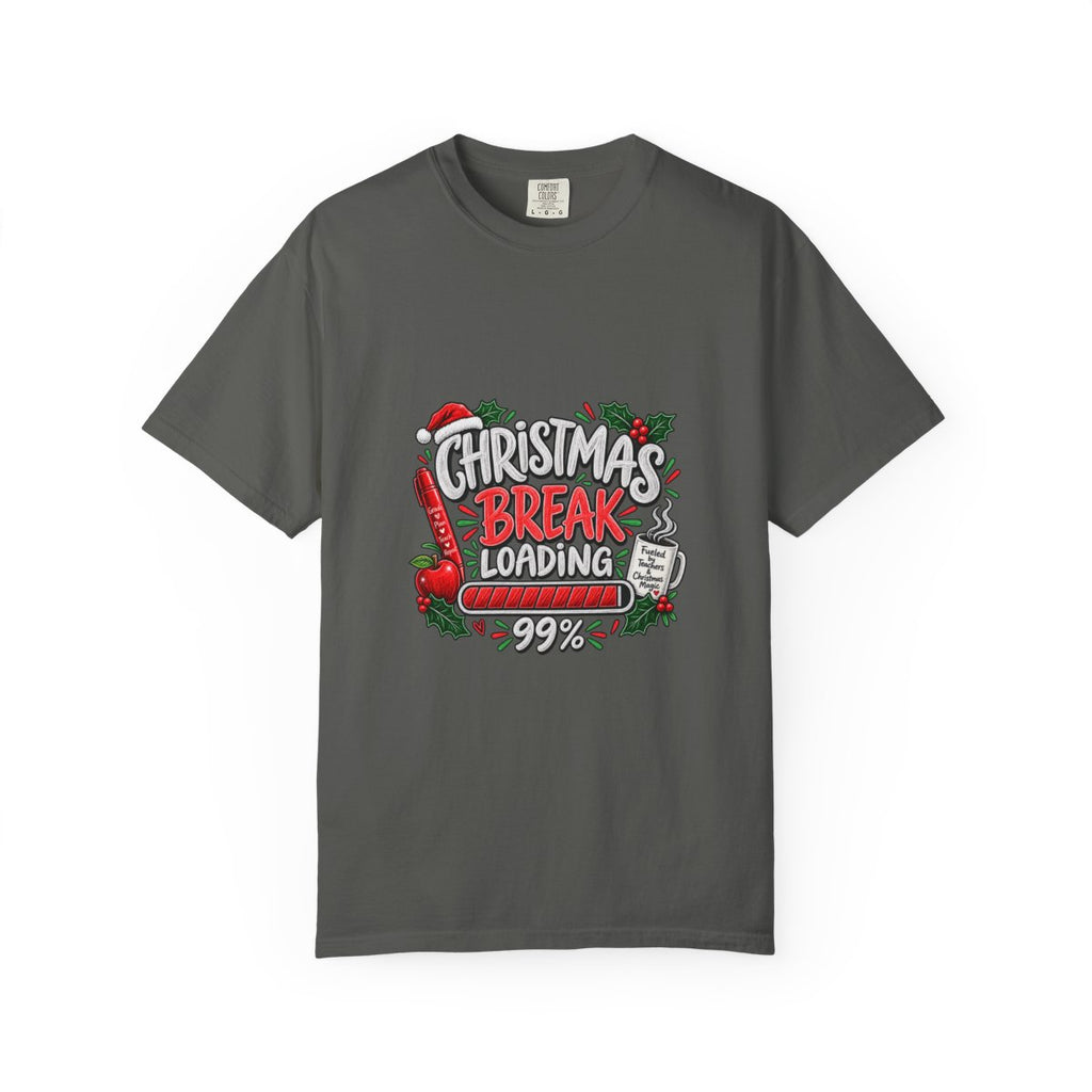 Christmas Break Loading T-shirt | Holiday Santa Stocking Progress Bar Design