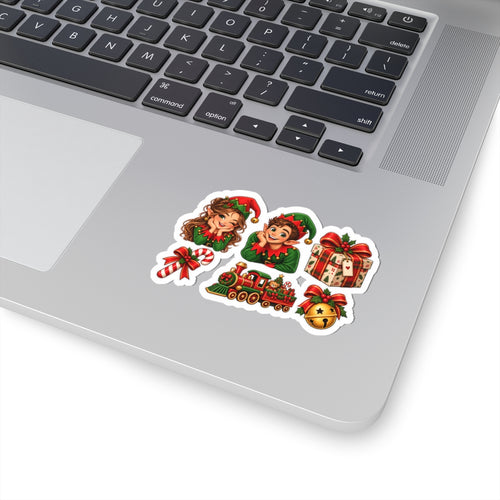 Christmas Elves and Holiday Icons Kiss-Cut Stickers | Train, Presents, Candy Cane