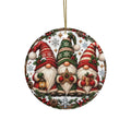 Christmas Gnome Trio Ceramic Ornament | Round Holiday Tree Decoration