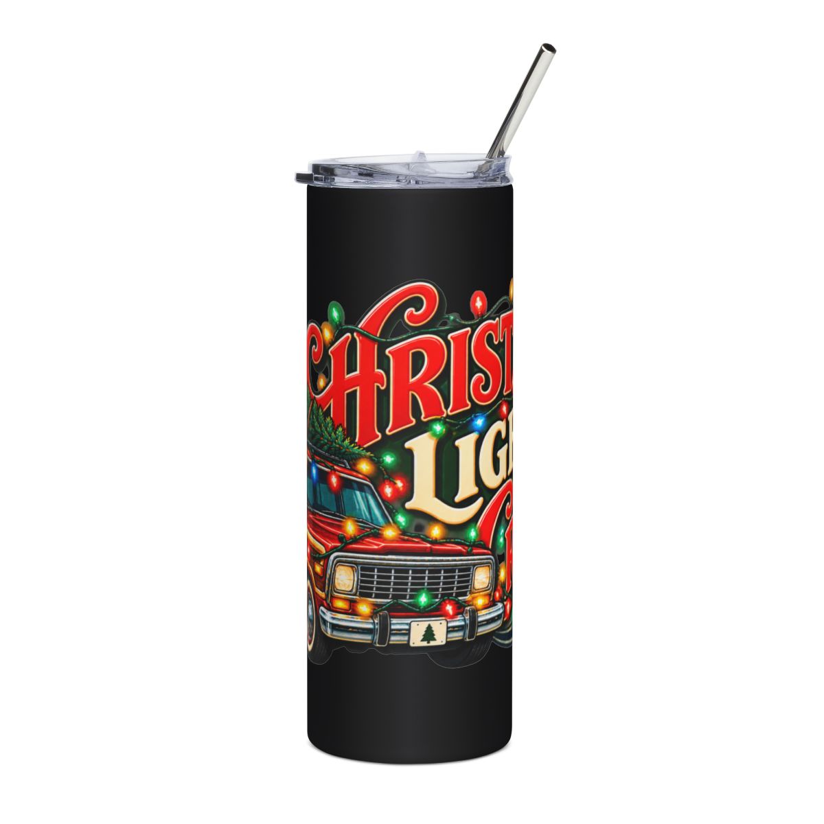 Christmas Lights Cruise Tumbler | 20oz Stainless Steel Holiday Travel Cup