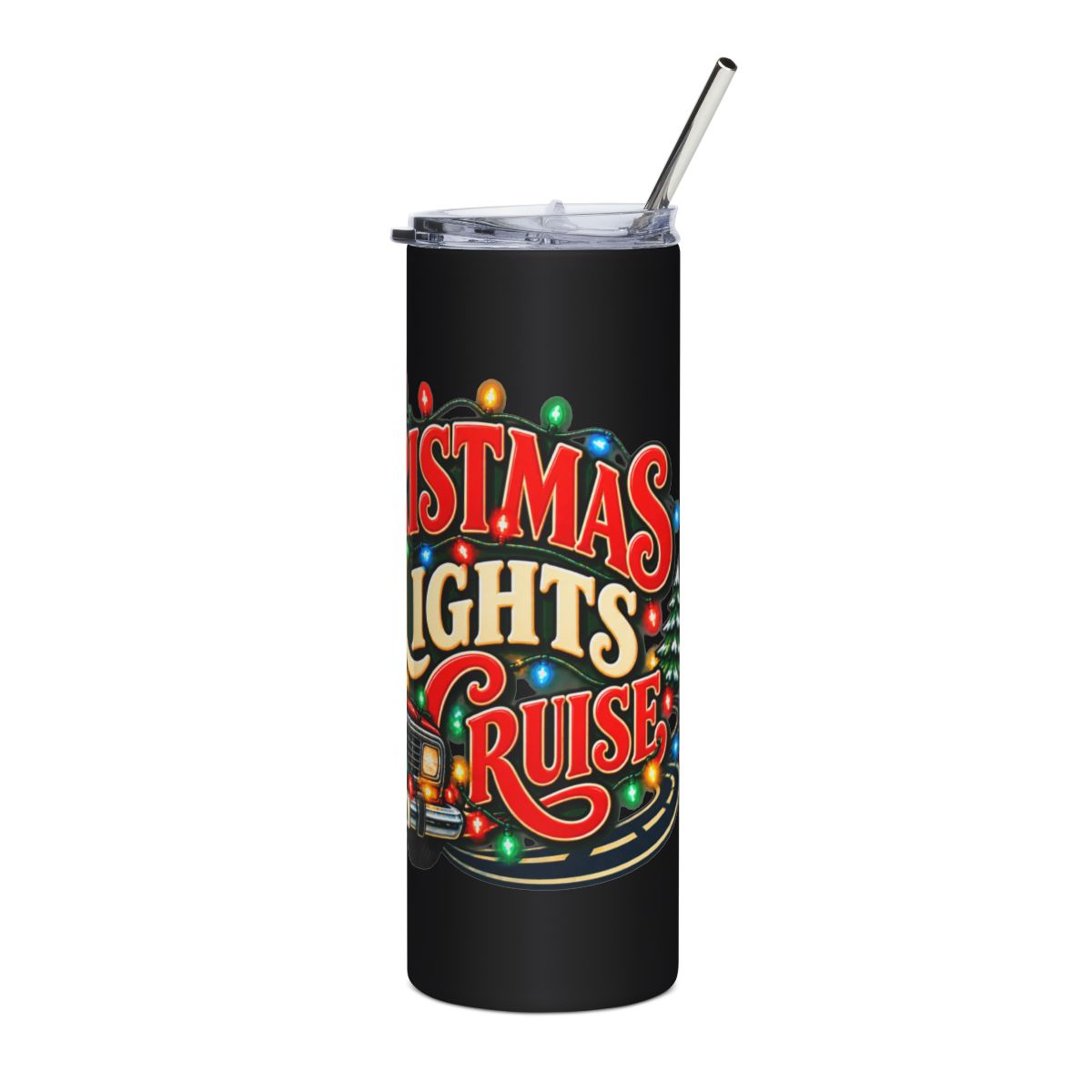 Christmas Lights Cruise Tumbler | 20oz Stainless Steel Holiday Travel Cup