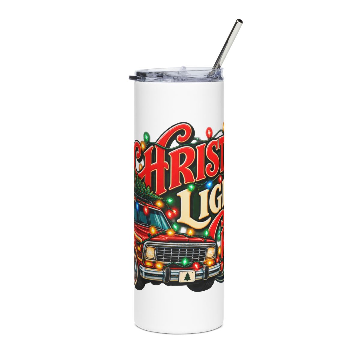 Christmas Lights Cruise Tumbler | 20oz Stainless Steel Holiday Travel Cup