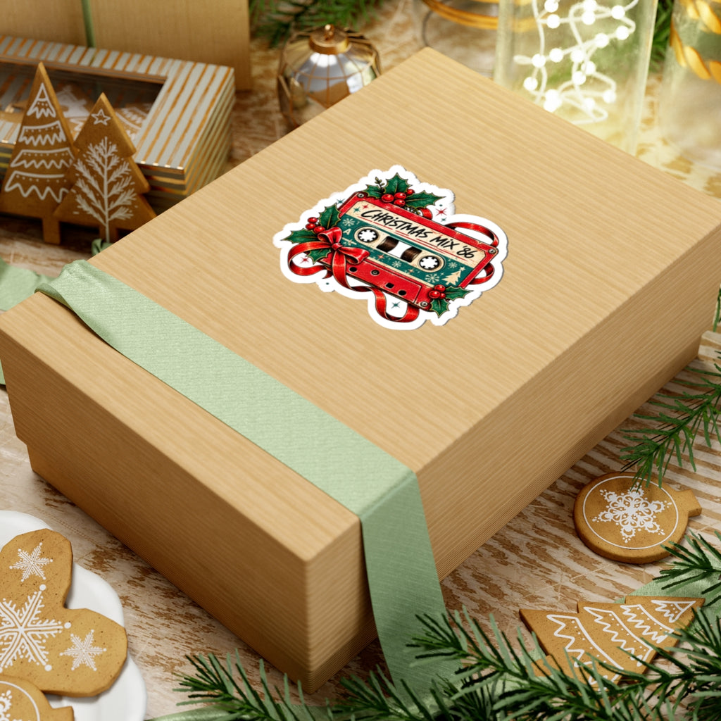 Christmas Mix '86 Cassette Tape Sticker | Holiday Retro Music Decal