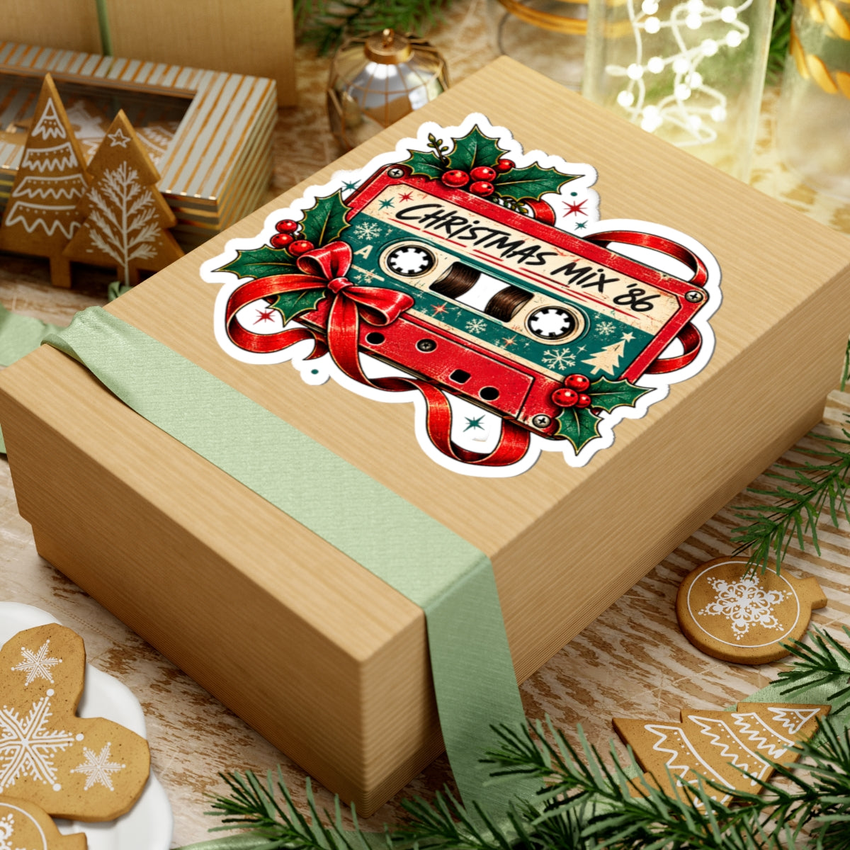 Christmas Mix '86 Cassette Tape Sticker | Holiday Retro Music Decal