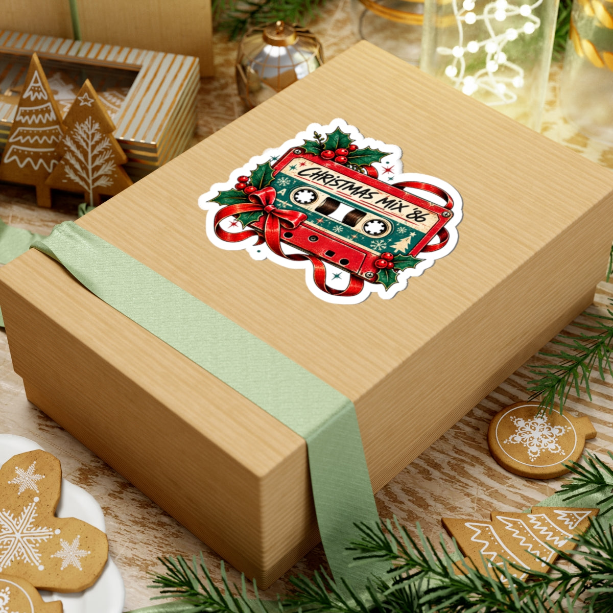 Christmas Mix '86 Cassette Tape Sticker | Holiday Retro Music Decal