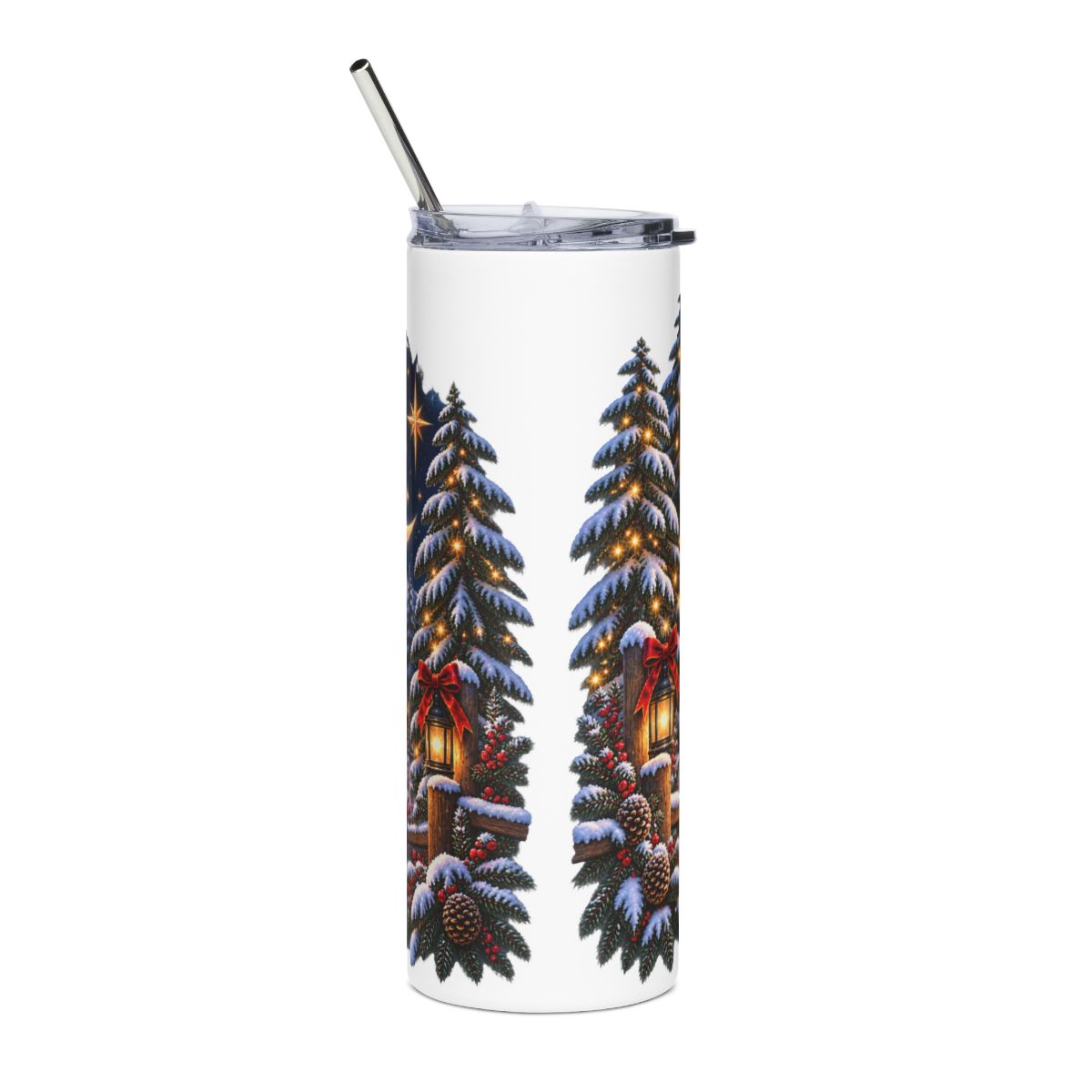 Christmas Moon Winter Cabin Tumbler | 20oz Stainless Steel Travel Tumbler