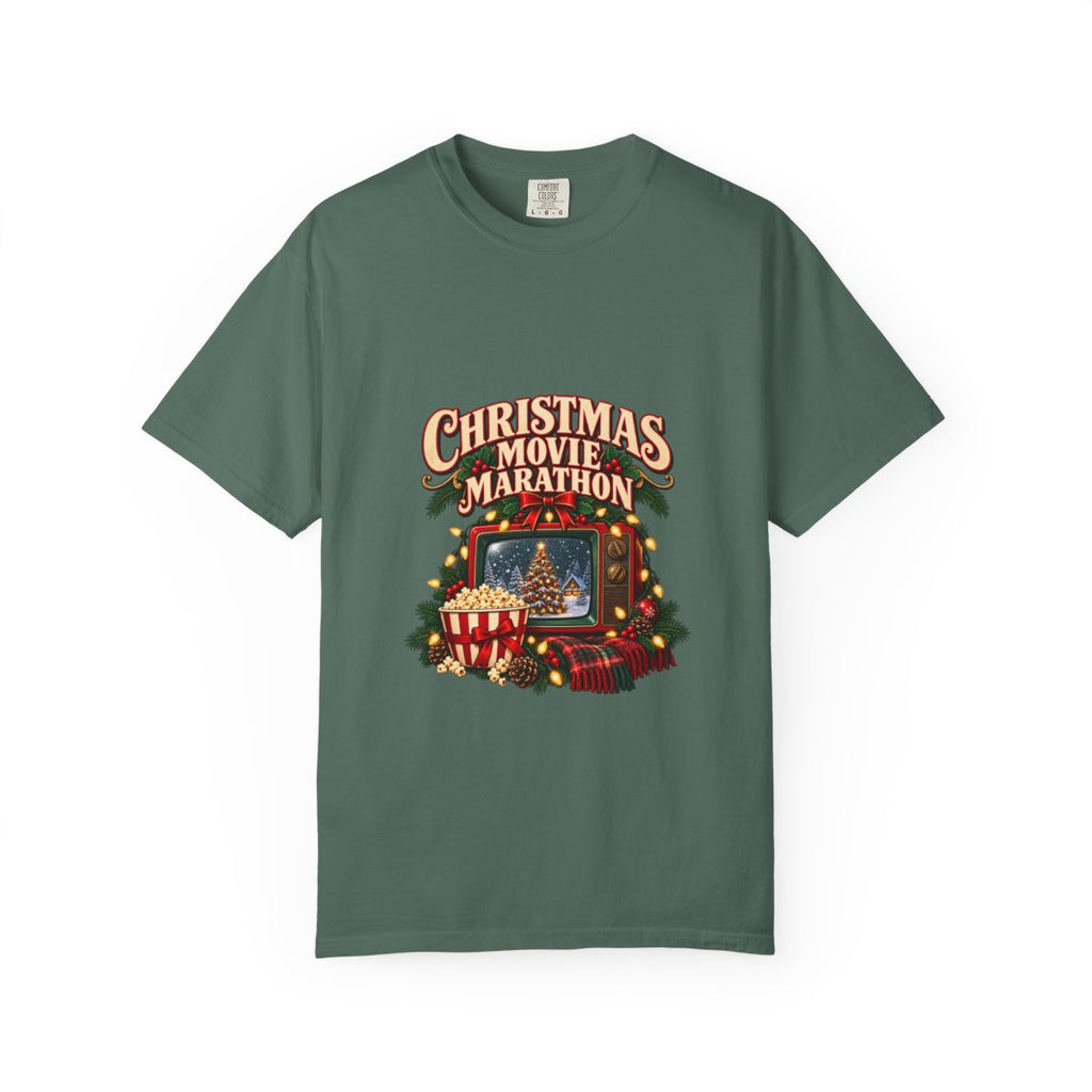 Christmas Movie Marathon T-shirt | Retro TV, Popcorn, Holiday Lights