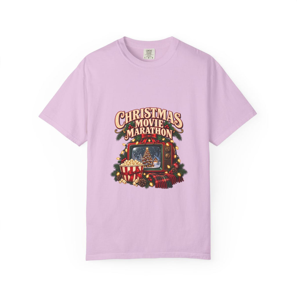 Christmas Movie Marathon T-shirt | Retro TV, Popcorn, Holiday Lights