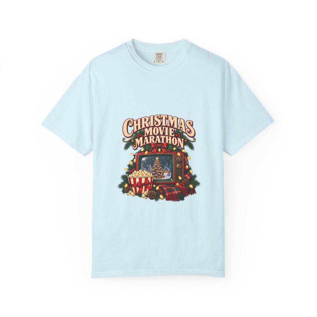 Christmas Movie Marathon T-shirt | Retro TV, Popcorn, Holiday Lights