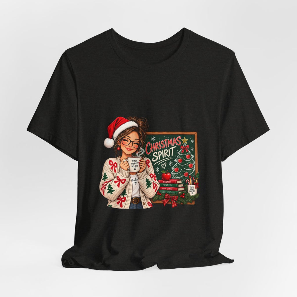 Christmas Spirit Illustration T-Shirt | Cozy Holiday Coffee Design