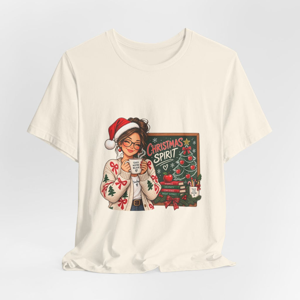 Christmas Spirit Illustration T-Shirt | Cozy Holiday Coffee Design