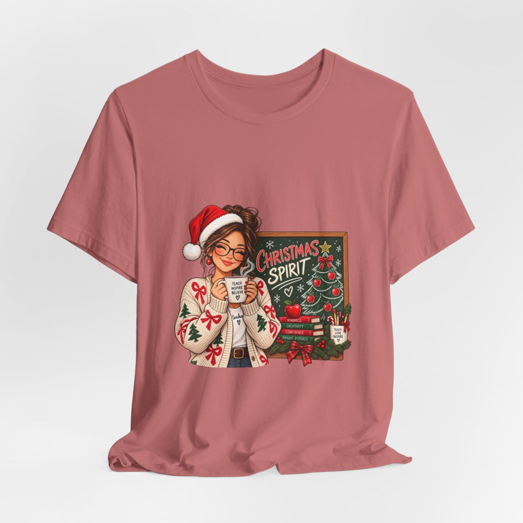 Christmas Spirit Illustration T-Shirt | Cozy Holiday Coffee Design