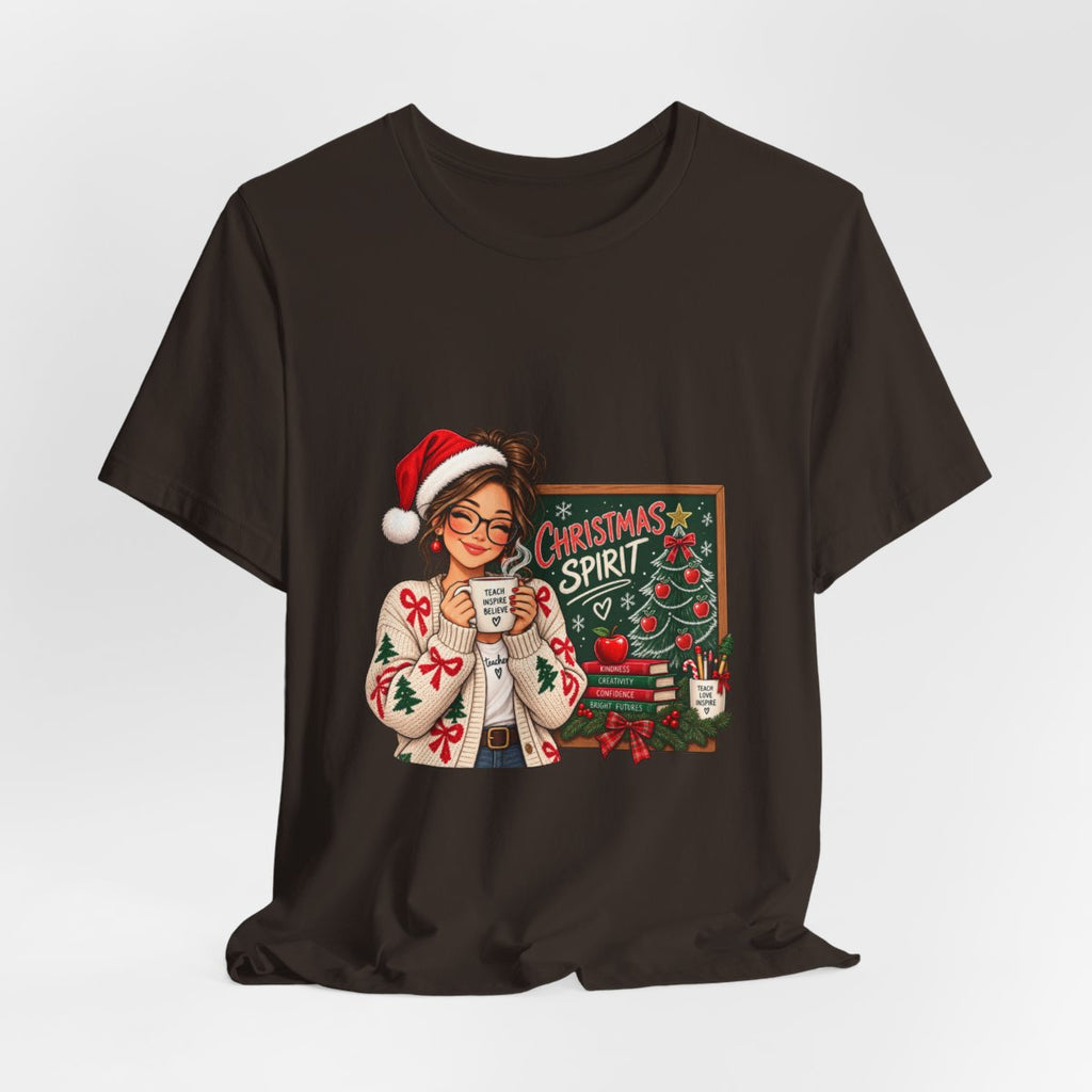 Christmas Spirit Illustration T-Shirt | Cozy Holiday Coffee Design