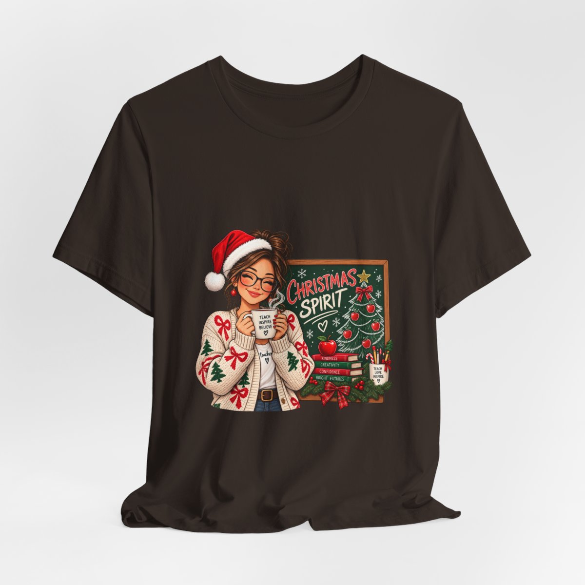 Christmas Spirit Illustration T-Shirt | Cozy Holiday Coffee Design