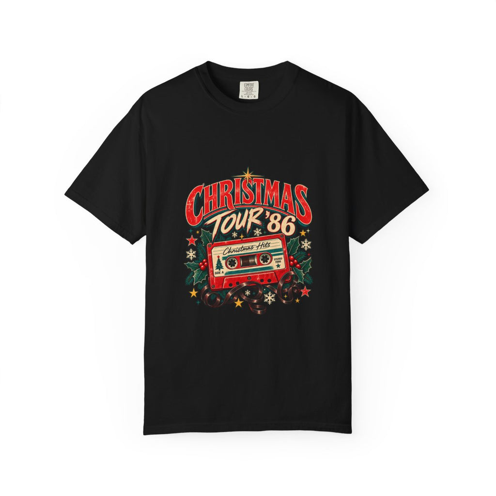 Christmas Tour '86 Cassette Tape T-Shirt | Retro Holiday Graphic