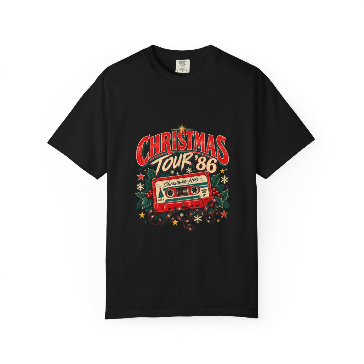 Christmas Tour '86 Cassette Tape T-Shirt | Retro Holiday Graphic