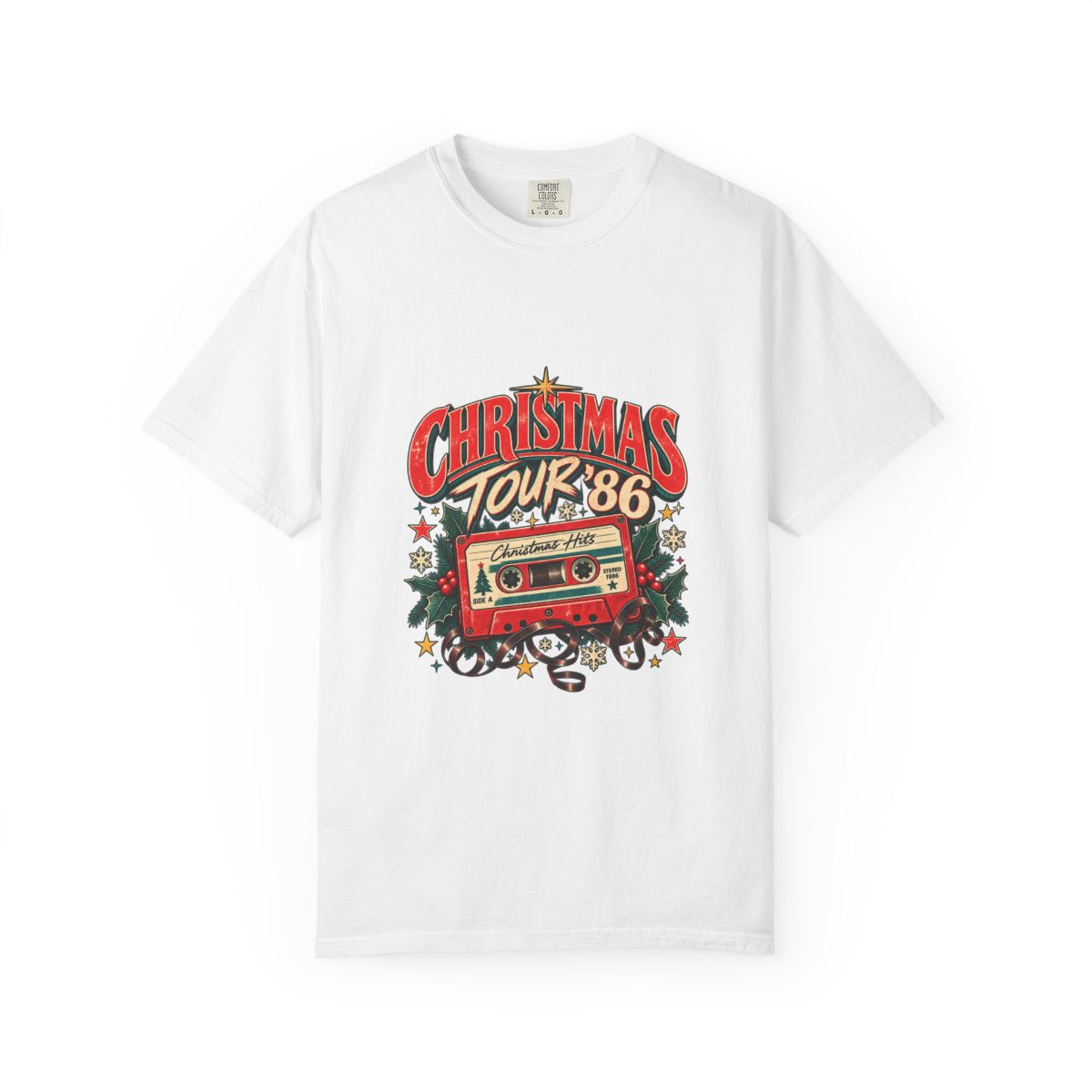 Christmas Tour '86 Cassette Tape T-Shirt | Retro Holiday Graphic