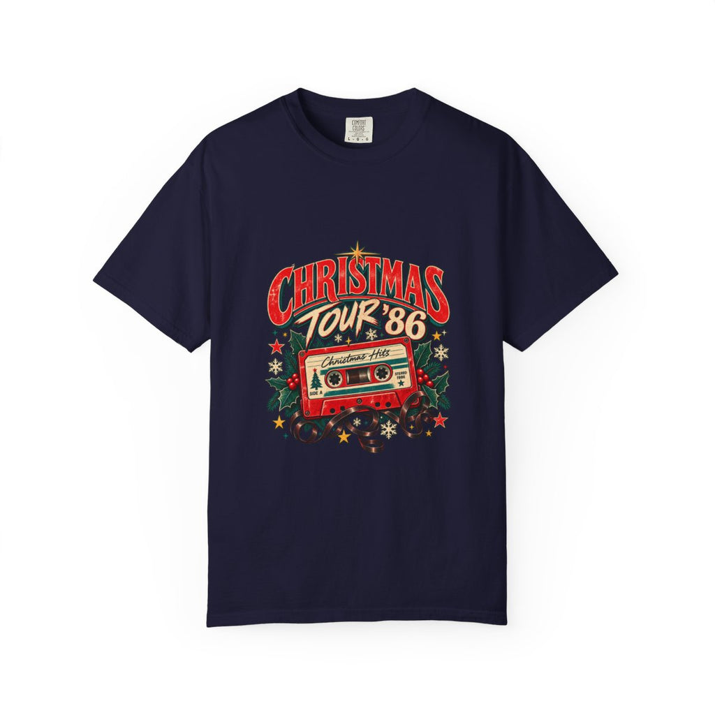 Christmas Tour '86 Cassette Tape T-Shirt | Retro Holiday Graphic