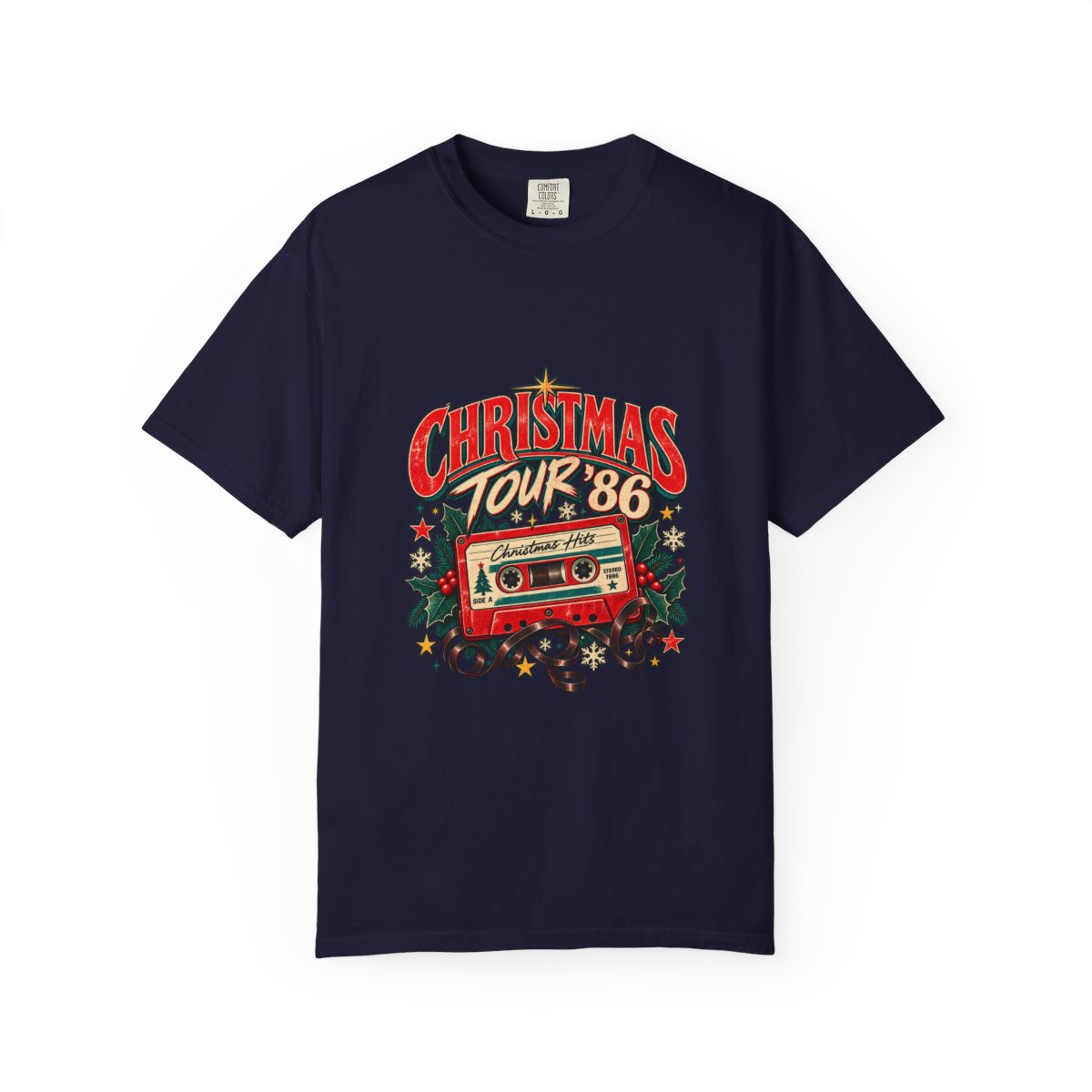 Christmas Tour '86 Cassette Tape T-Shirt | Retro Holiday Graphic